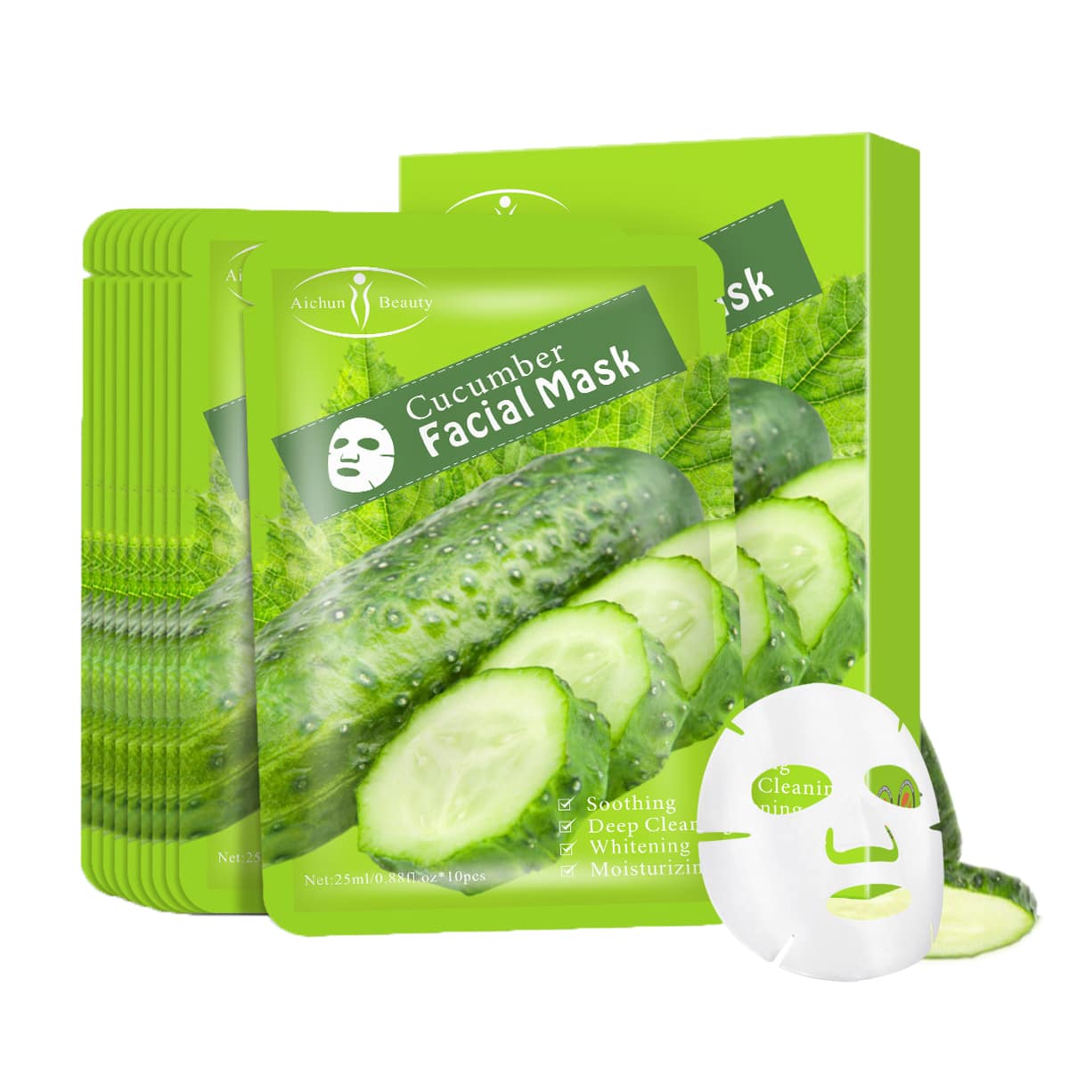 

10pcs Cucumber Facial Sheet, White