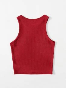 Muchica Camiseta sin mangas de canalé liso - Rojo - Ver 2