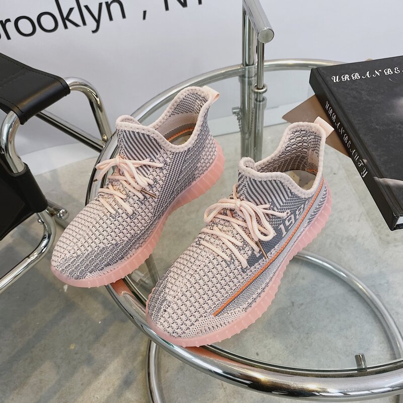 

Lace-up Front Knit Sneakers, Pink