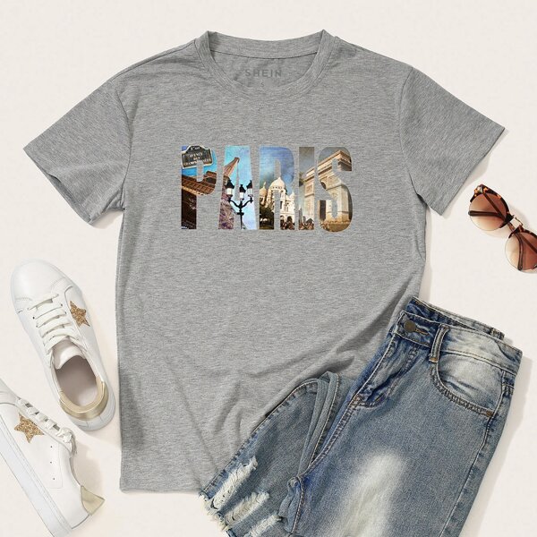 

Building And Letter Graphic Tee, Grey