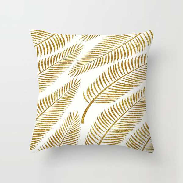 

Leaf Print Cushion Cover Without Filler, Multicolor