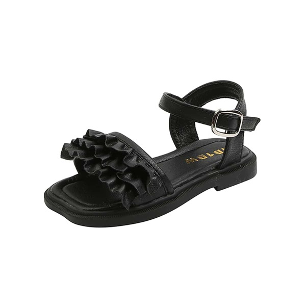 

Toddler Girls Layered Ruffle Sandals, Black