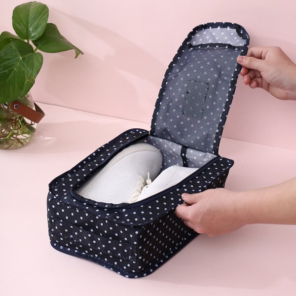 

1pc Polka Dot Pattern Shoes Storage Bag, Navy blue