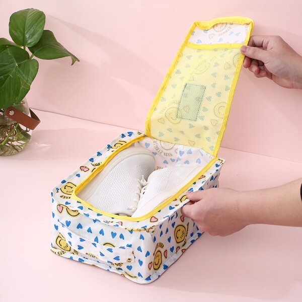 

1pc Heart Print Shoes Storage Bag, Multicolor