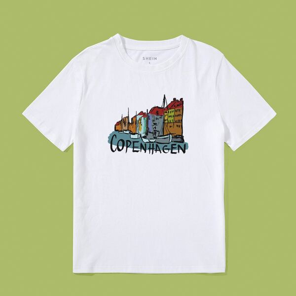 

Building & Letter Graphic Tee, White