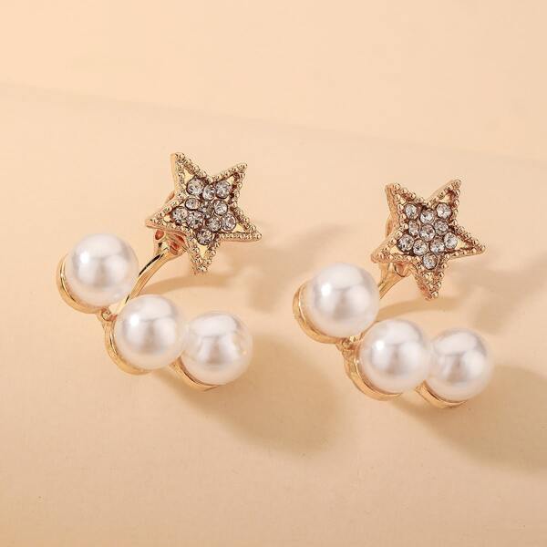 

Faux Pearl Design Earrings, Gold