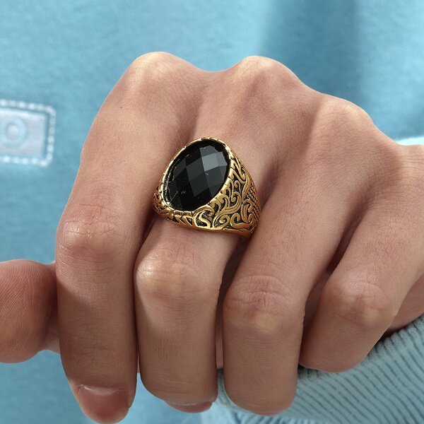 

Men Scroll Engraved Ring, Bronze