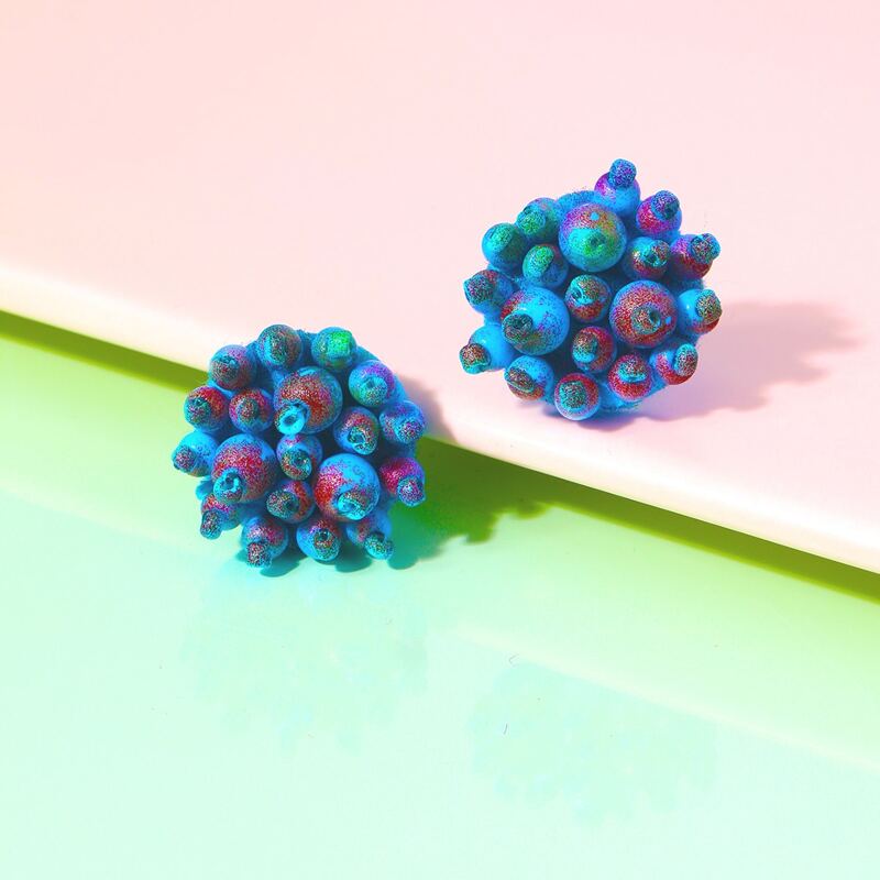 

1pair Beaded Design Stud Earrings, Multicolor