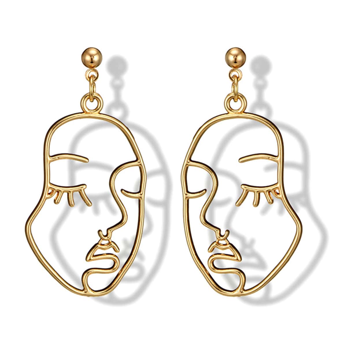 

1pair Figure Design Drop Earrings, Gold