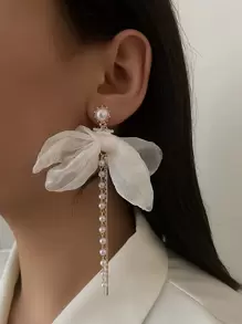 Faux Pearl Design Drop Earrings