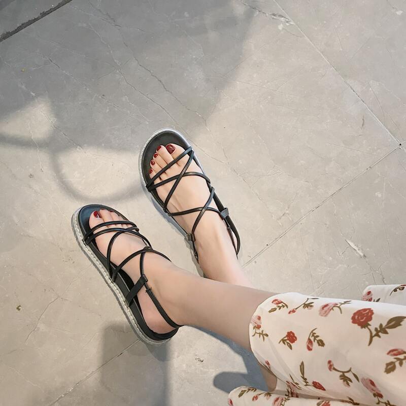 

Solid Criss Cross Slingback Sandals, Black
