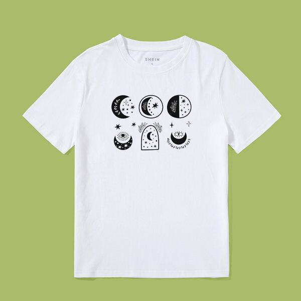 

Moon & Star Print Tee, White
