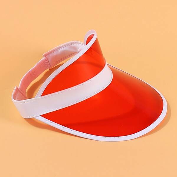 

Toddler Kids Contrast Trim Visor Hat, Red