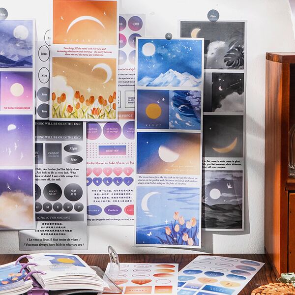 

2sheets Landscape Print Random Material Paper, Multicolor