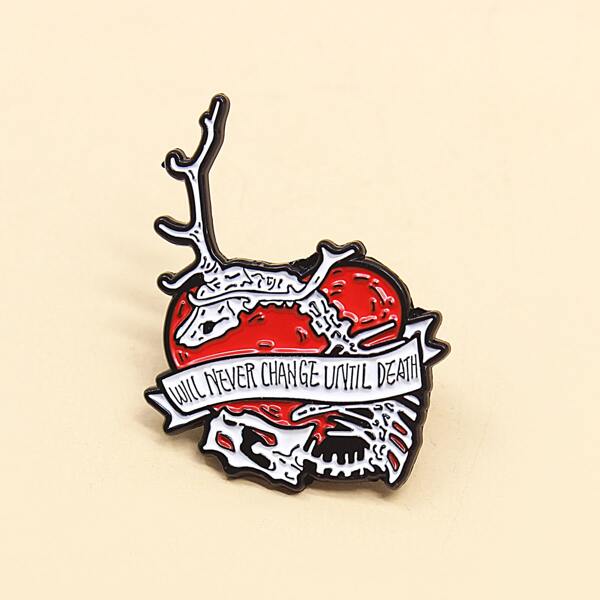 

Slogan Detail Brooch, Red