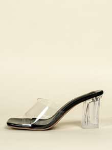 Mules con tacón transparente - Negro - Ver 1