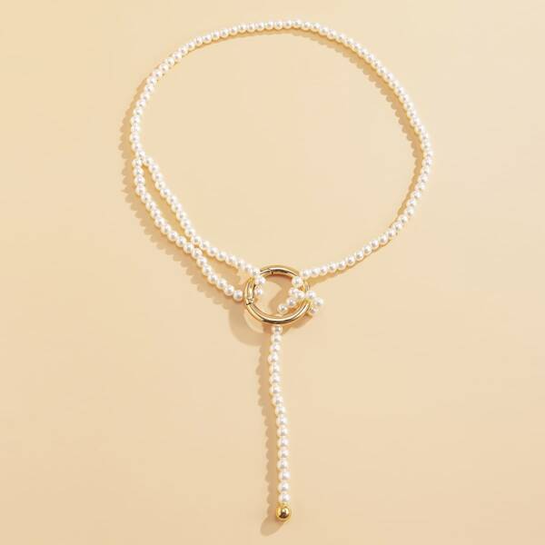

Faux Pearl Beaded Necklace, White