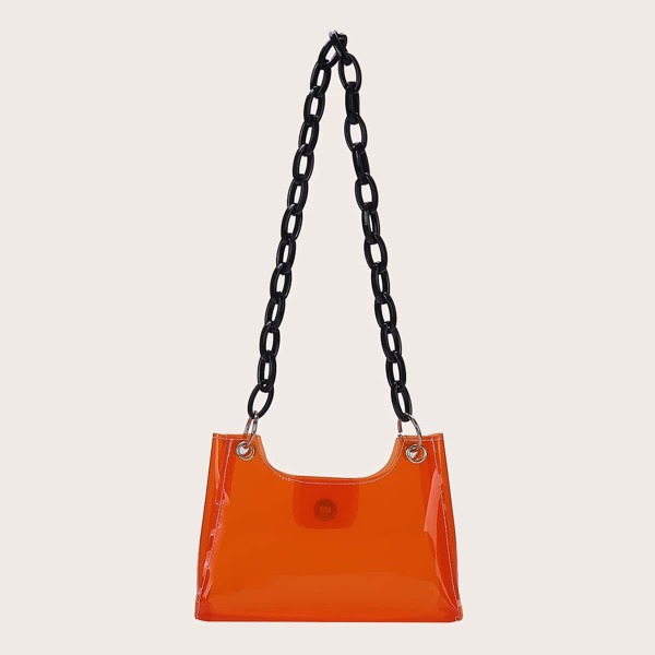 

Clear Chain Shoulder Bag, Orange