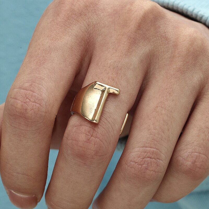 

Guys Letter Design Cuff Ring, Gold