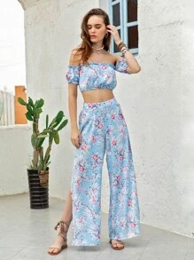 Rusttydustty Bộ thời trang viền lá sen Hoa Boho - Nhiều màu - Xem 1