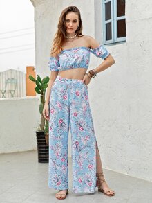 Rusttydustty Bộ thời trang viền lá sen Hoa Boho - Nhiều màu - Xem 4