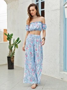 Rusttydustty Bộ thời trang viền lá sen Hoa Boho - Nhiều màu - Xem 7
