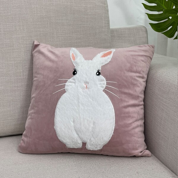 

Rabbit Patch Cushion Cover Without Filler, Pink