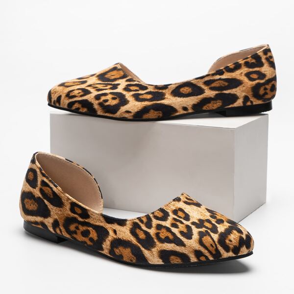 

Leopard Slip On Flats, Brown