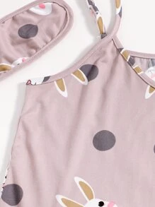 Rabbit Print Cami PJ Set With Eye Cover
