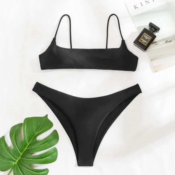 

Thin Strap Bikini Swimsuit, Black