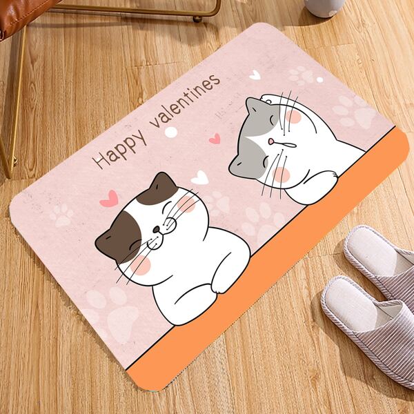 

1pc Cartoon Cat Print Kids Carpet, Multicolor