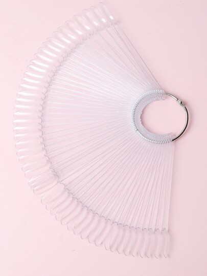 Conjunto de 50 palitos transparentes para amostras de esmalte com anel, pontas transparentes em formato de leque para prática de esmaltes, suporte para unhas, ferramentas para unhas, ferramentas para nail art, volta às aulas, unhas, ferramentas para unhas postiças.