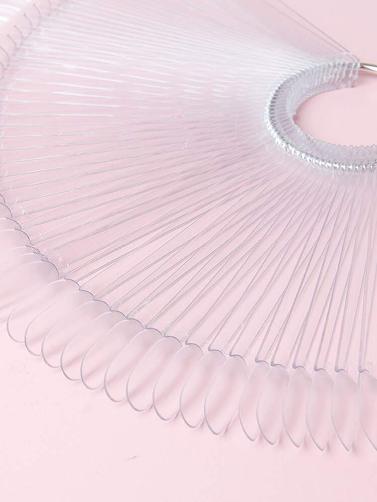 50 st. transparenta nagelprovpinnar med ring, genomskinliga solfjäderformade nagelkonstlackövningstips nagelprovpinnar, nagellackstavla med övningsfärg, nageltillbehör, nagelverktyg, nagelkonstverktyg, tillbaka till skolan, naglar, nagelverktyg för press-on naglar - Genomskinlig - Visa 4