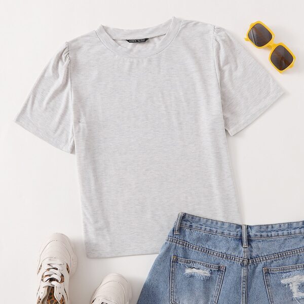 

Round Neck Solid Tee, Light grey