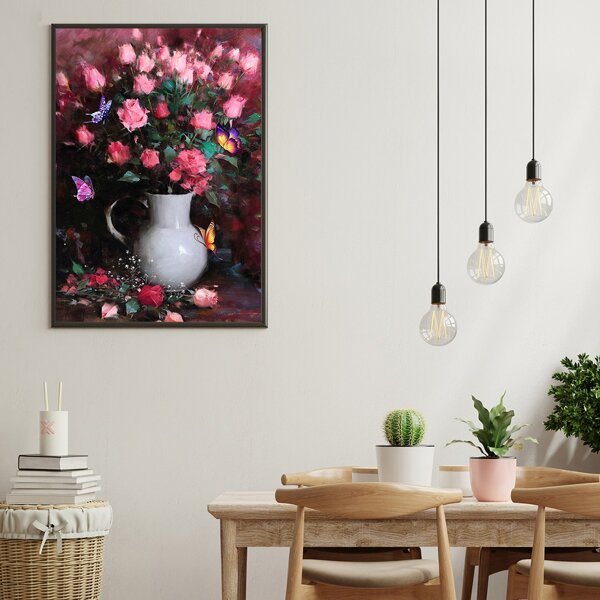 

Flower Print Unframed Painting, Multicolor