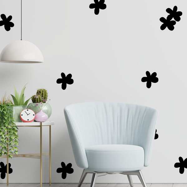 

1pc Flower Print Wall Sticker, Black