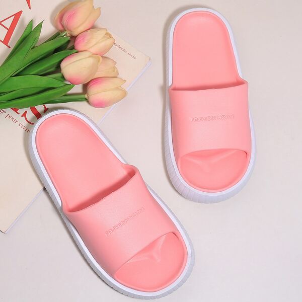 

Letter Embossed Slides, Baby pink