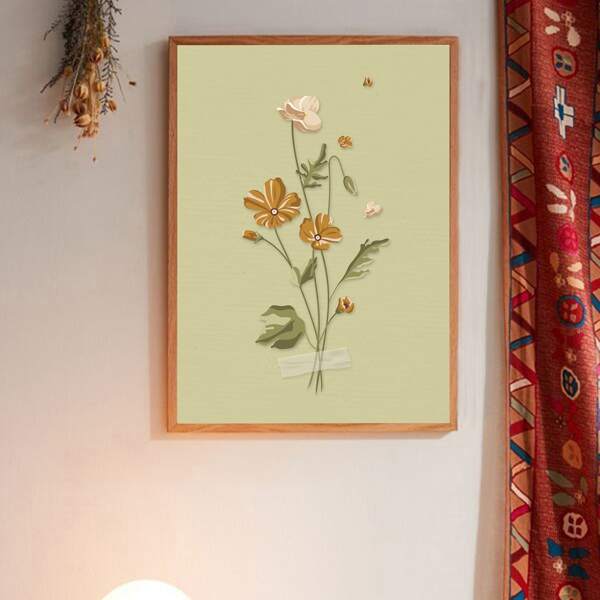 

Flower Print Unframed Painting, Multicolor