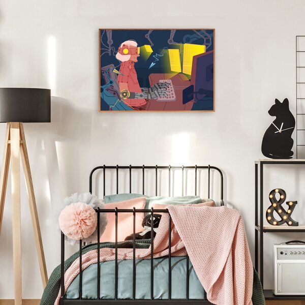 

Robot Print Unframed Painting, Multicolor