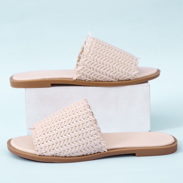

Braided Slide Sandals, Beige