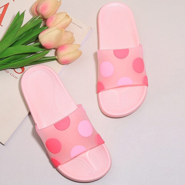 

Polka Dot Non-slip Slides, Pink clear
