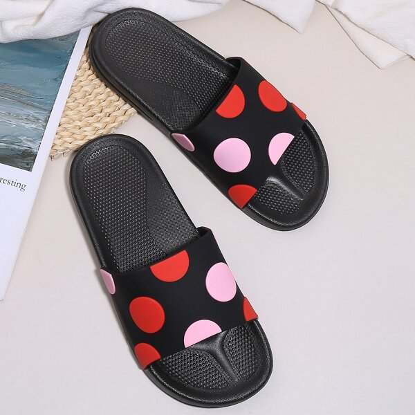

Polka Dot Non-slip Slides, Black