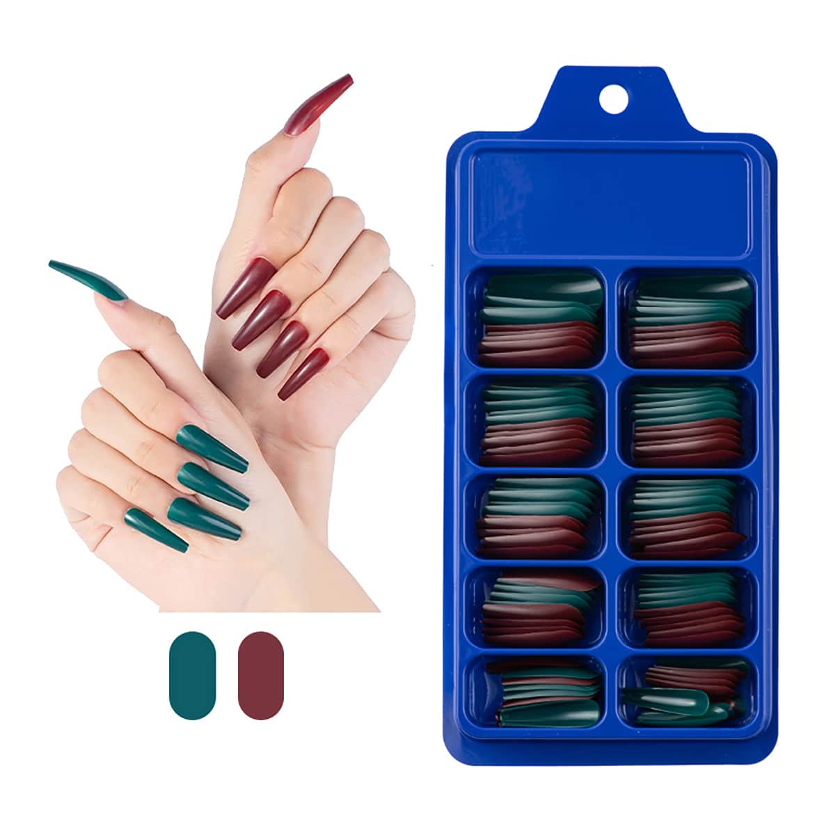 

100pcs Two Tone Fake Nail, Multicolor