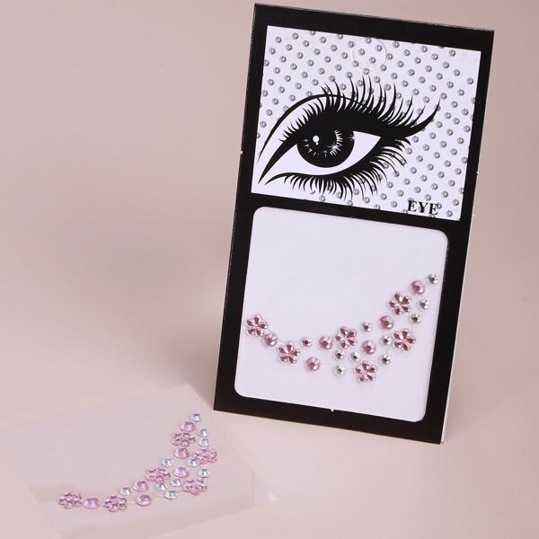 

1sheet Flower Rhinestone Eye Tattoo Sticker, Multicolor