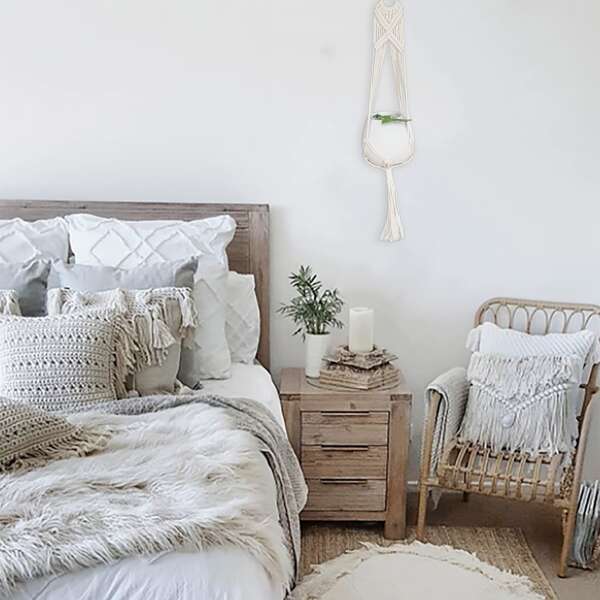 

1pc Macrame Plant Hanger, Beige
