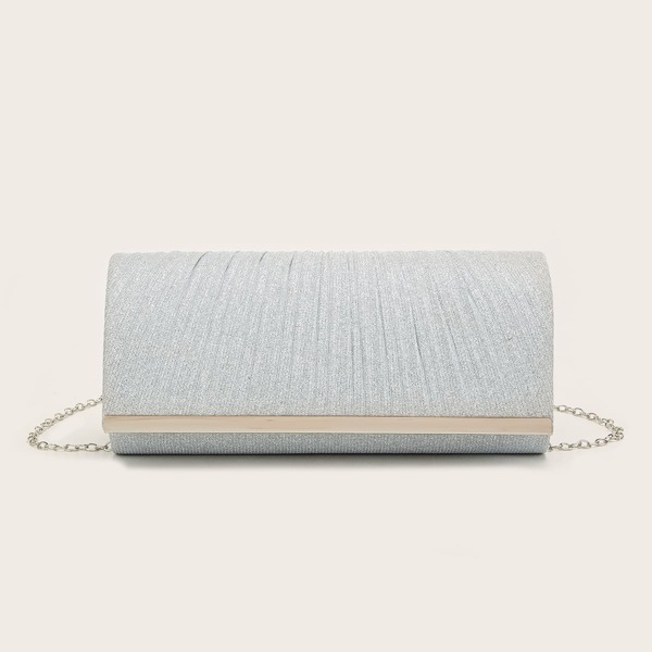 

Metal Edge Chain Clutch Bag, Silver