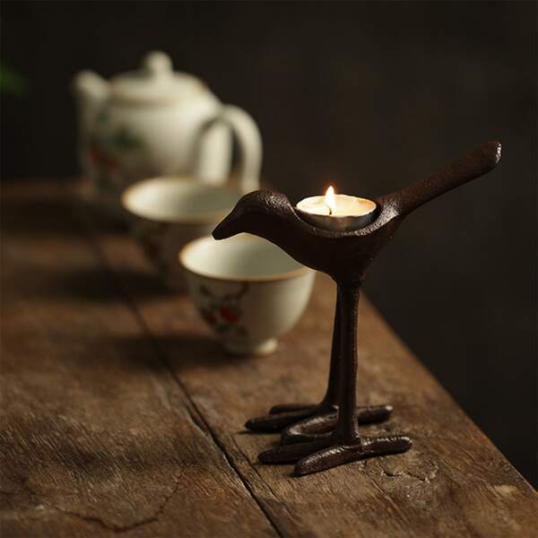 

1pc Bird Shaped Candle Holder, Black