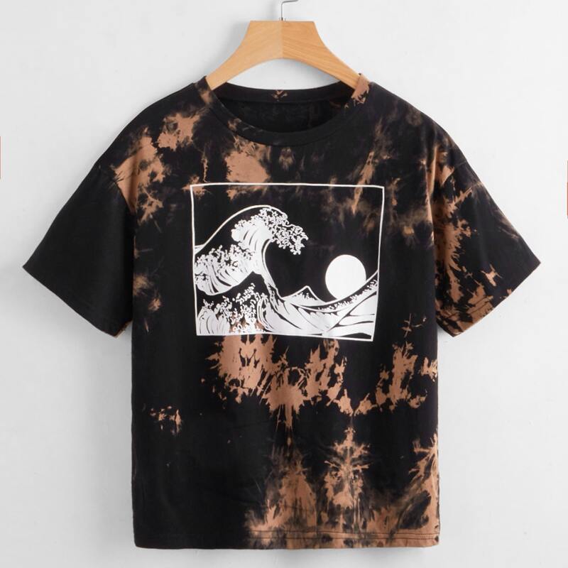 

Wave Graphic Tie Dye Tee, Multicolor
