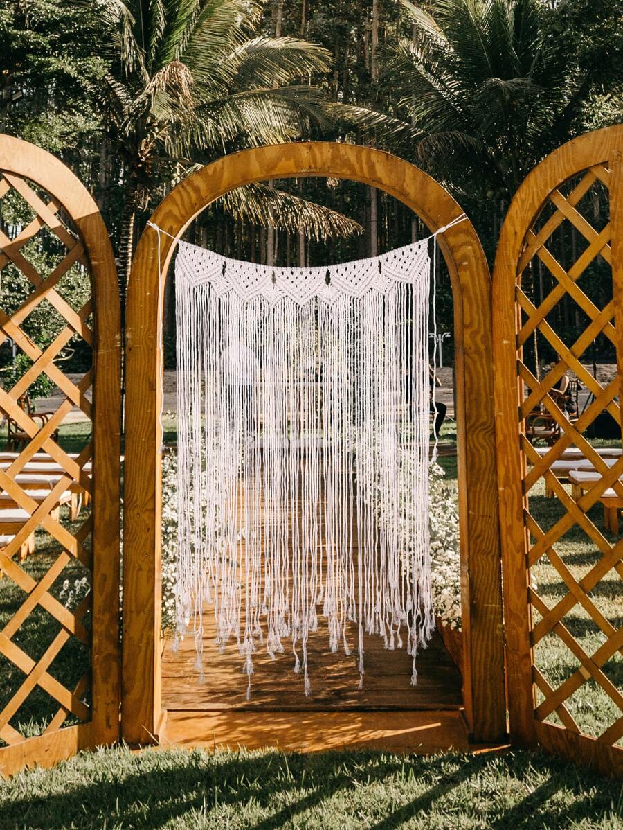 1 件编织流苏壁挂，家居装饰，房间装饰，墙壁装饰 - 米色 - 查看 1