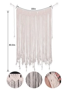 1 件编织流苏壁挂，家居装饰，房间装饰，墙壁装饰 - 米色 - 查看 2